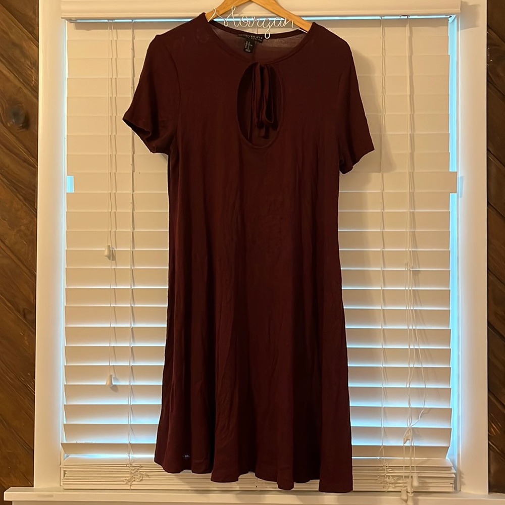 1X stretchy maroon dress